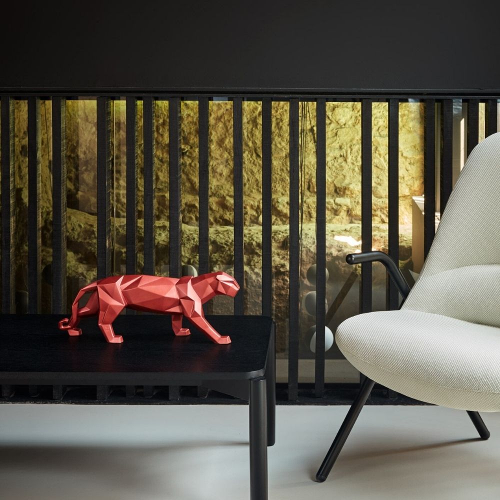 Porcelain sculpture, Metallic Red Panther, Origami - LLADRO