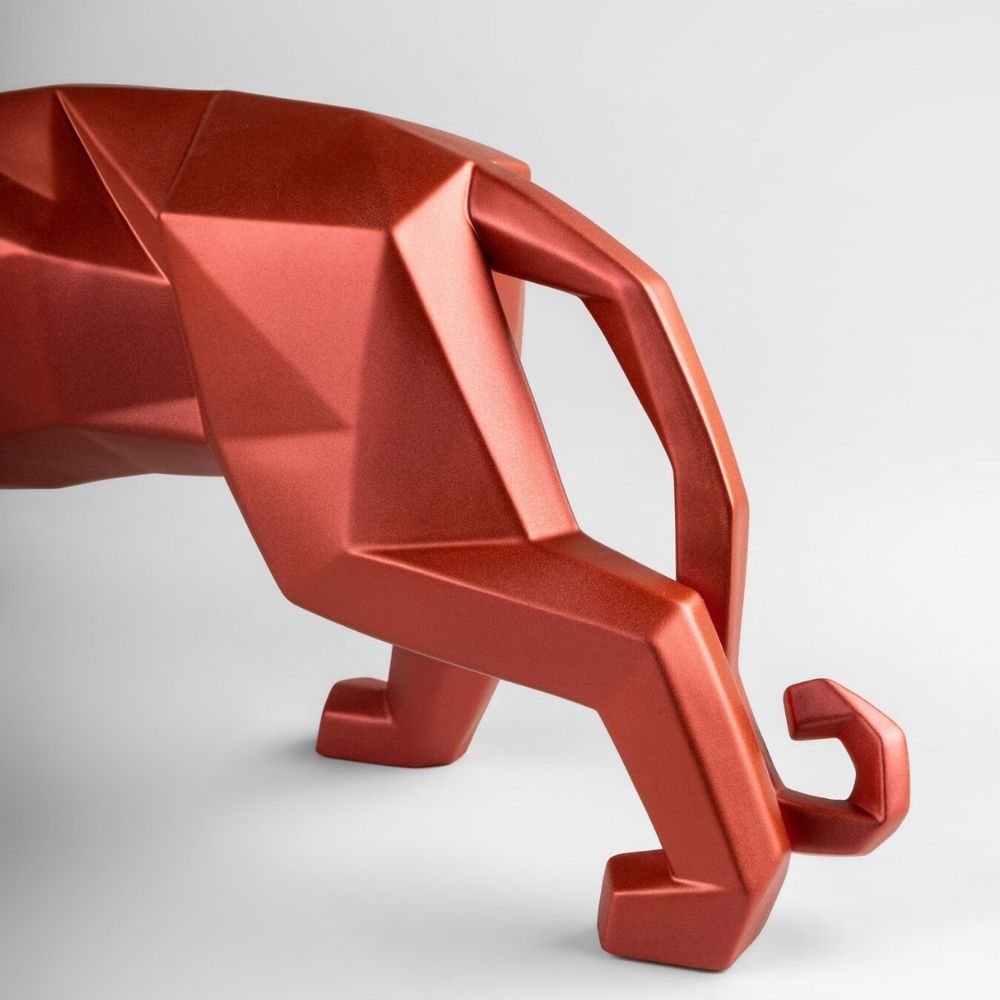 Porcelain sculpture, Metallic Red Panther, Origami - LLADRO