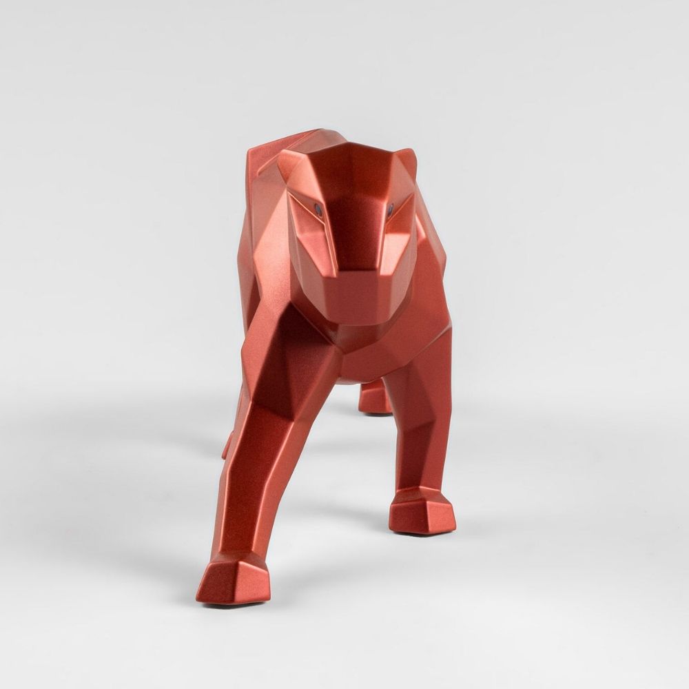Porcelain sculpture, Metallic Red Panther, Origami - LLADRO