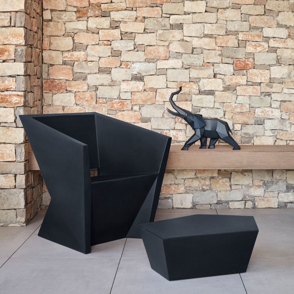 Matte black porcelain sculpture, Elephant, Origami - LLADRO