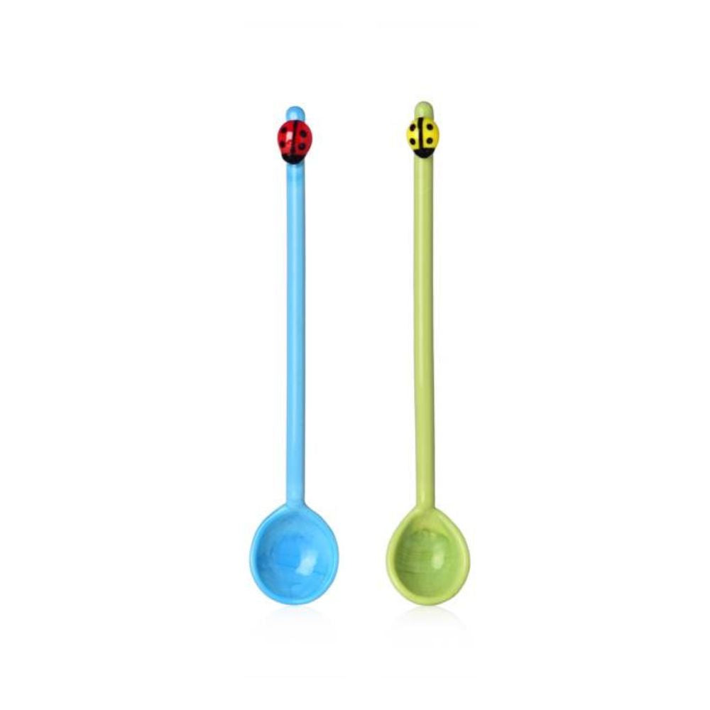 Set of 2 teaspoons Ladybug, blue - green by Alessandra Baldereschi - ICHENDORF