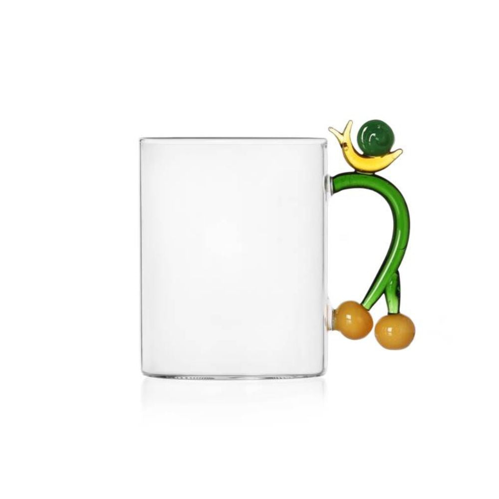 Glass mug, with snail, Fruits and Flower by Alessandra Baldereschi - ICHENDORF