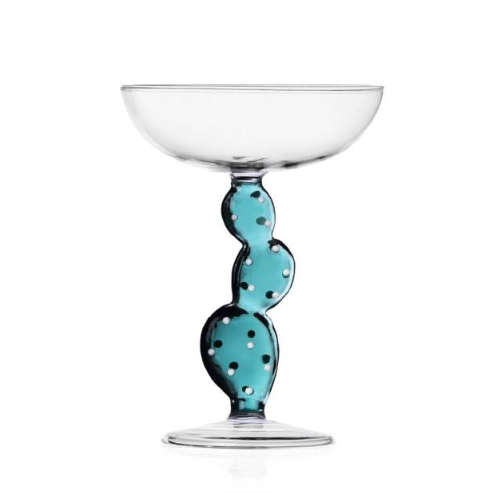 Champagne coupe glass, Cactus Petrol Blue, Desert Plants by Alessandra Baldereschi - ICHENDORF