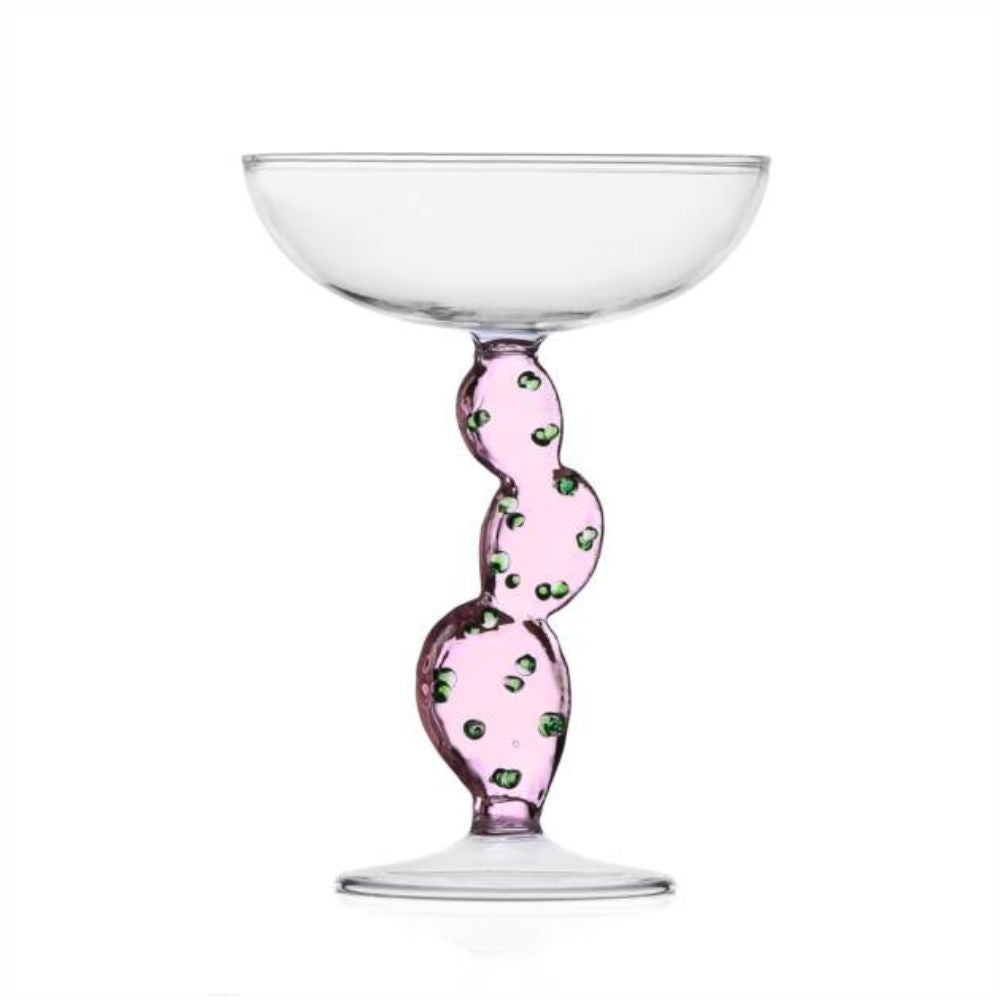 Champagne coupe glass, Cactus Pink, Desert Plants by Alessandra Baldereschi - ICHENDORF