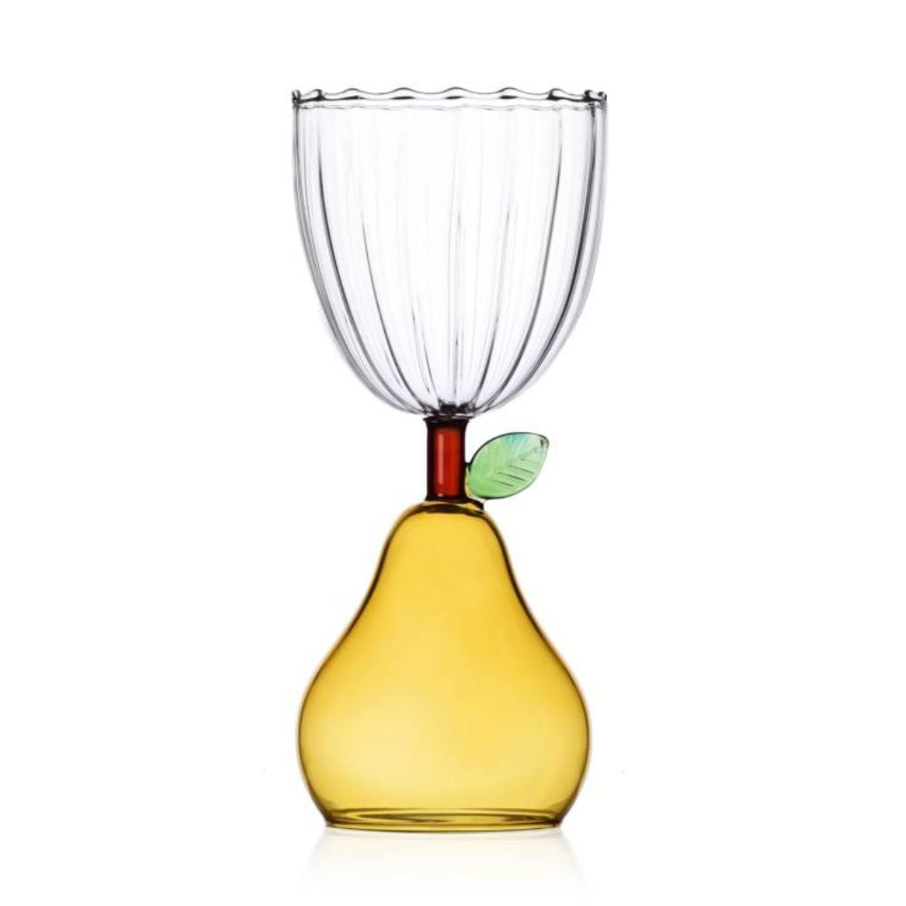 Wine glass, with pear stem, yellow, Fruits and Flower by Alessandra Baldereschi - ICHENDORF