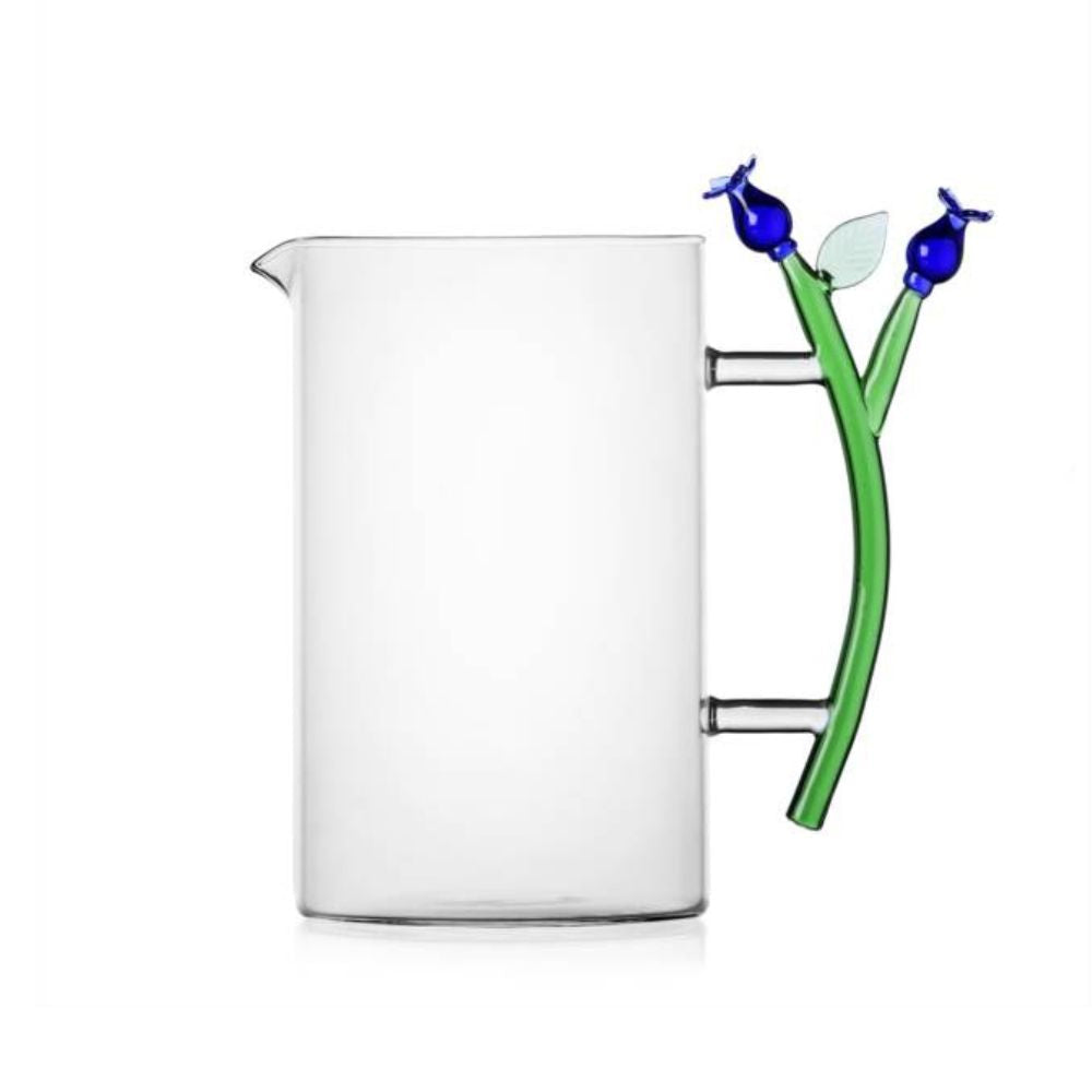 Glass carafe, blue flower, Botanica by Alessandra Baldereschi - ICHENDORF