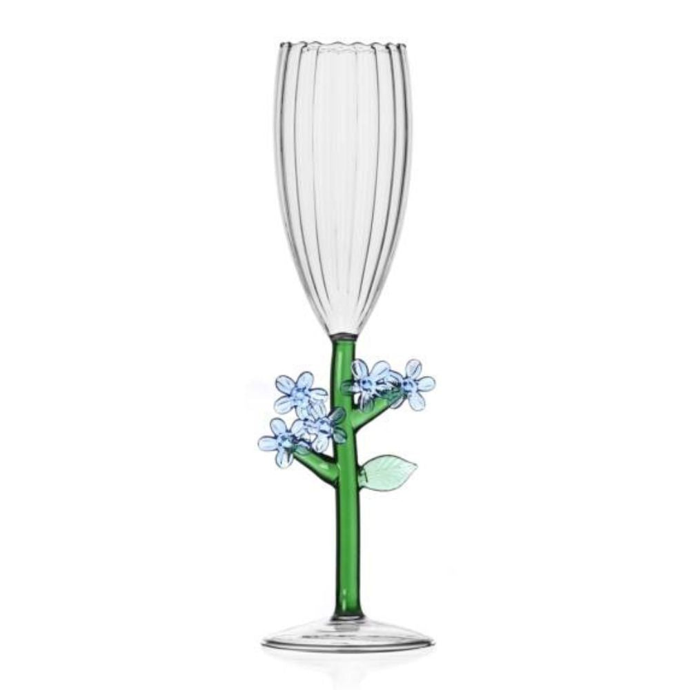 Champagne glass, light blue flower, Botanica by Alessandra Baldereschi - ICHENDORF