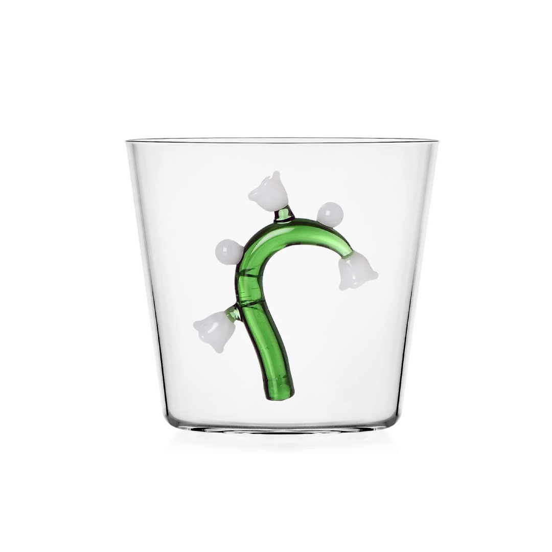 Water glass, 3 inches, white flower, Botanica by Alessandra Baldereschi - ICHENDORF