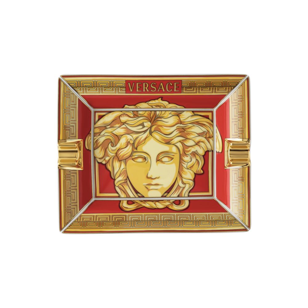 Porcelain ashtray, 6.3 inches, Medusa Amplified Golden Coin - VERSACE