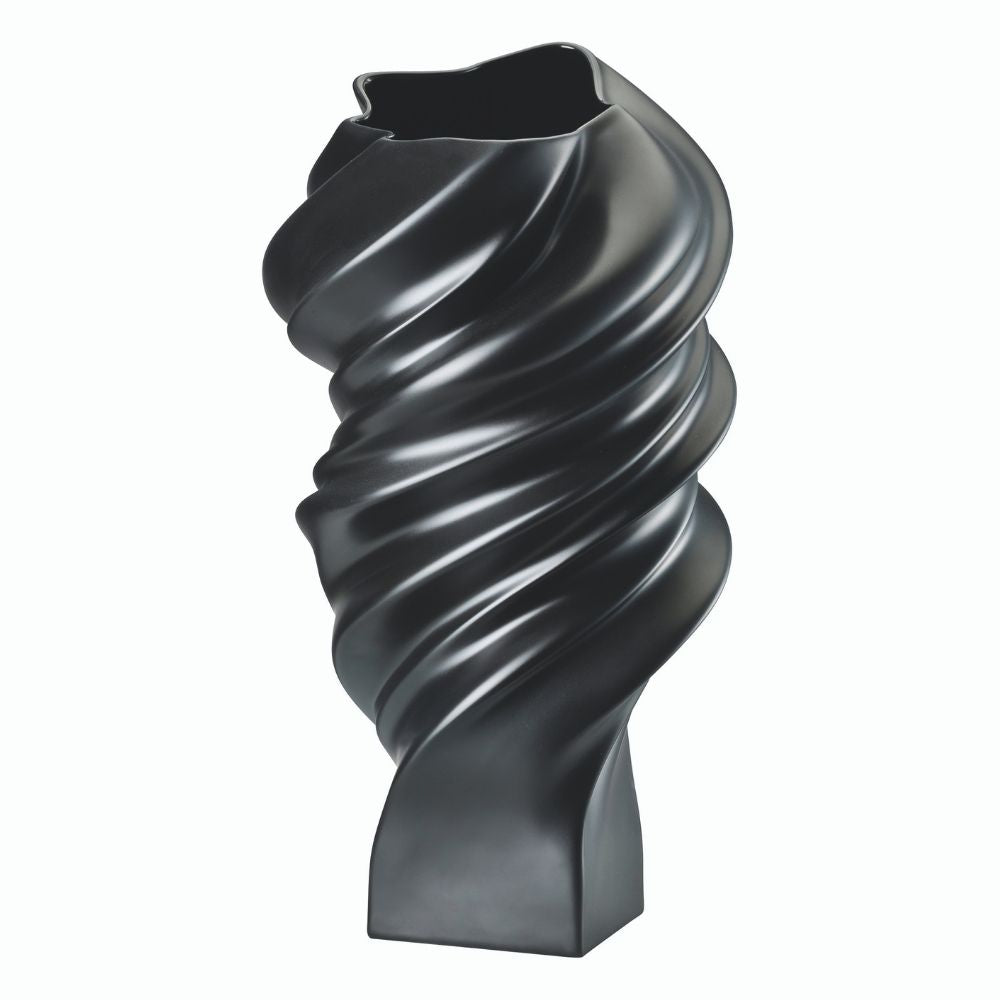Black porcelain vase, 12.6 inches, Squall Black Mat by Cedric Ragot - ROSENTHAL