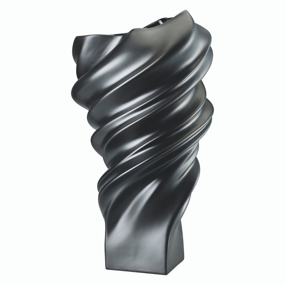 Black porcelain vase, 12.6 inches, Squall Black Mat by Cedric Ragot - ROSENTHAL