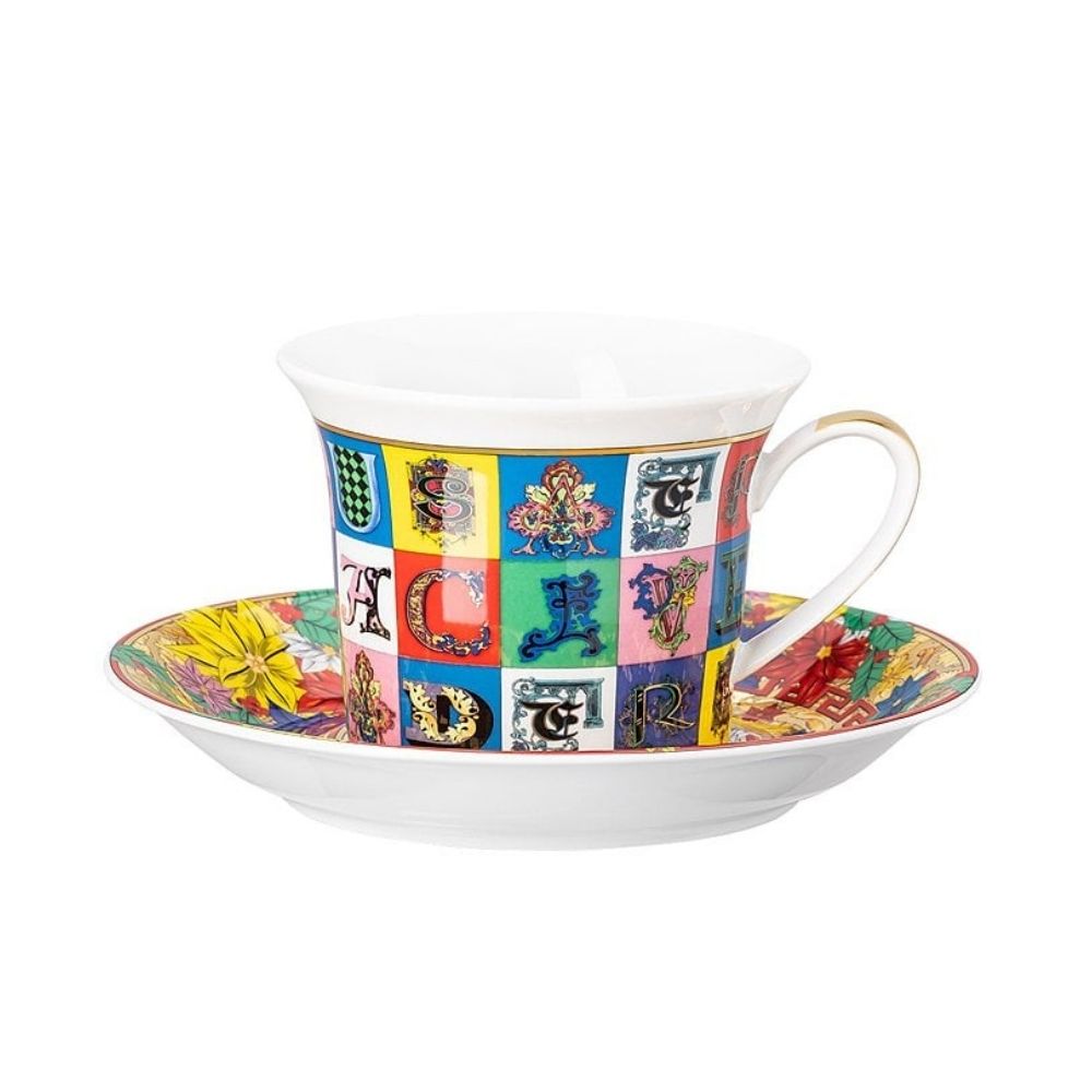Cappuccino cup and saucer, Holiday Alphabet - VERSACE