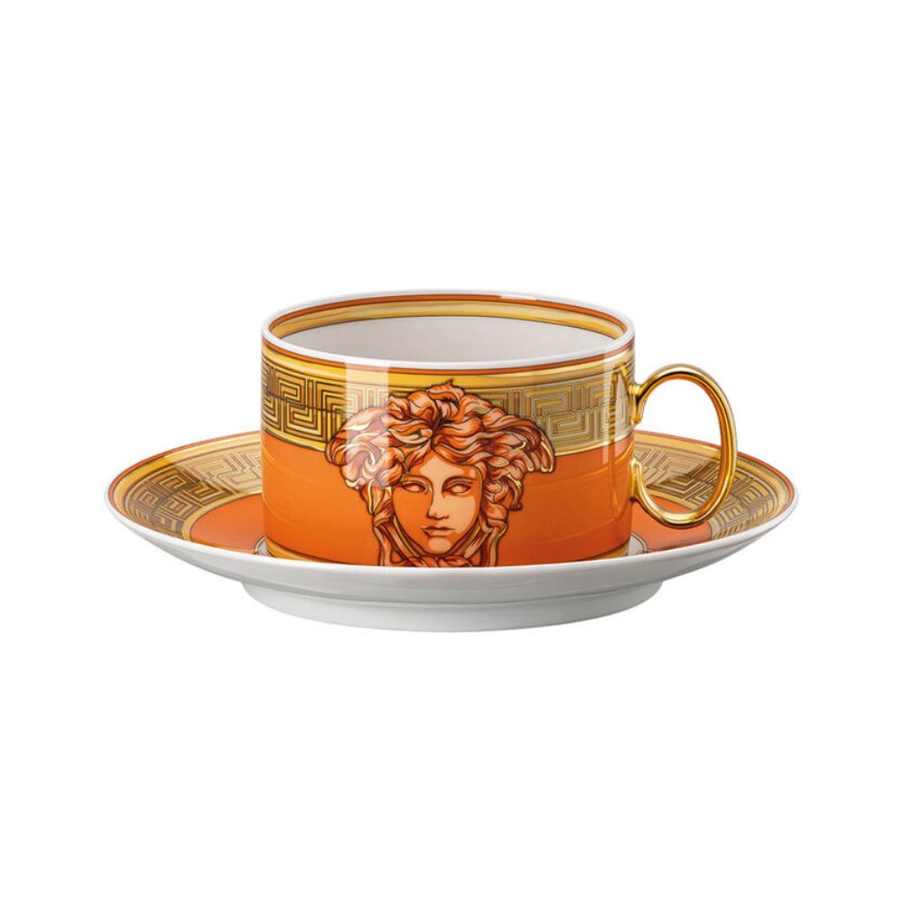 Tea Cup and Saucer, Medusa Amplified Orange Coin - VERSACE