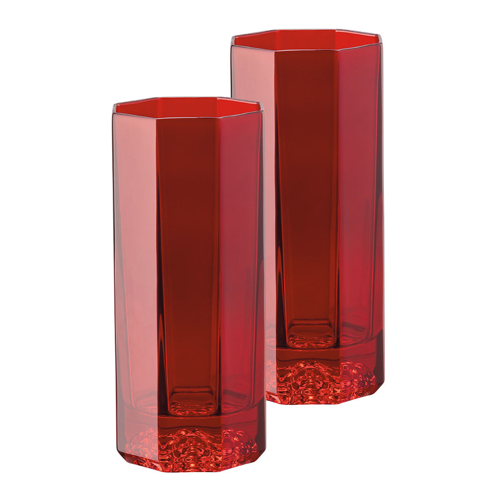 Set of two tall glasses, Medusa Lumiere Red - VERSACE