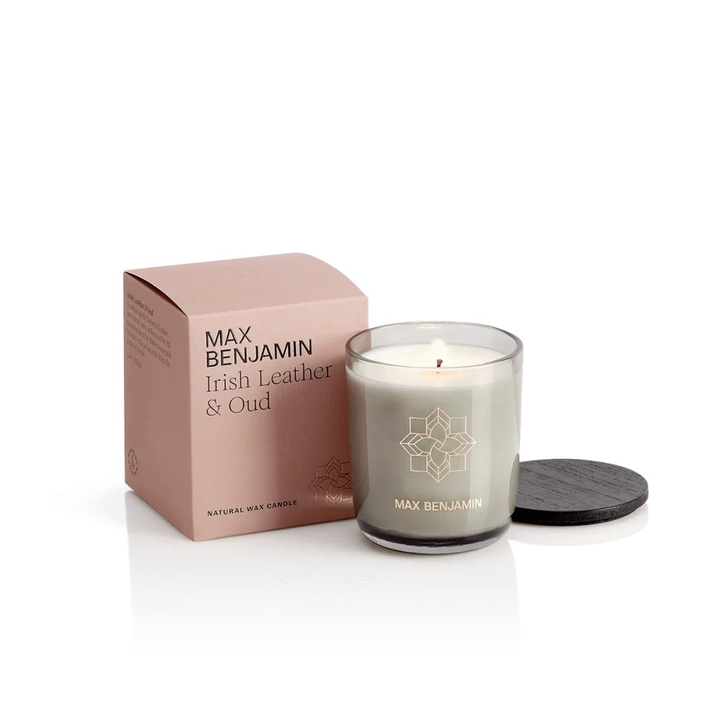 Scented candle, 7.4 oz, Irish Leather & Oud, Classic - MAX BENJAMIN