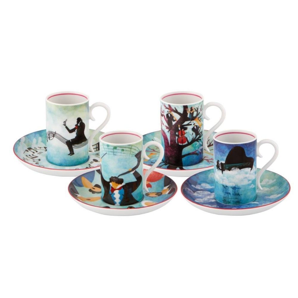 Coffee cup and saucer - set of 4, Fur Beethoven by Fatinha Ramos - VISTA ALEGRE
