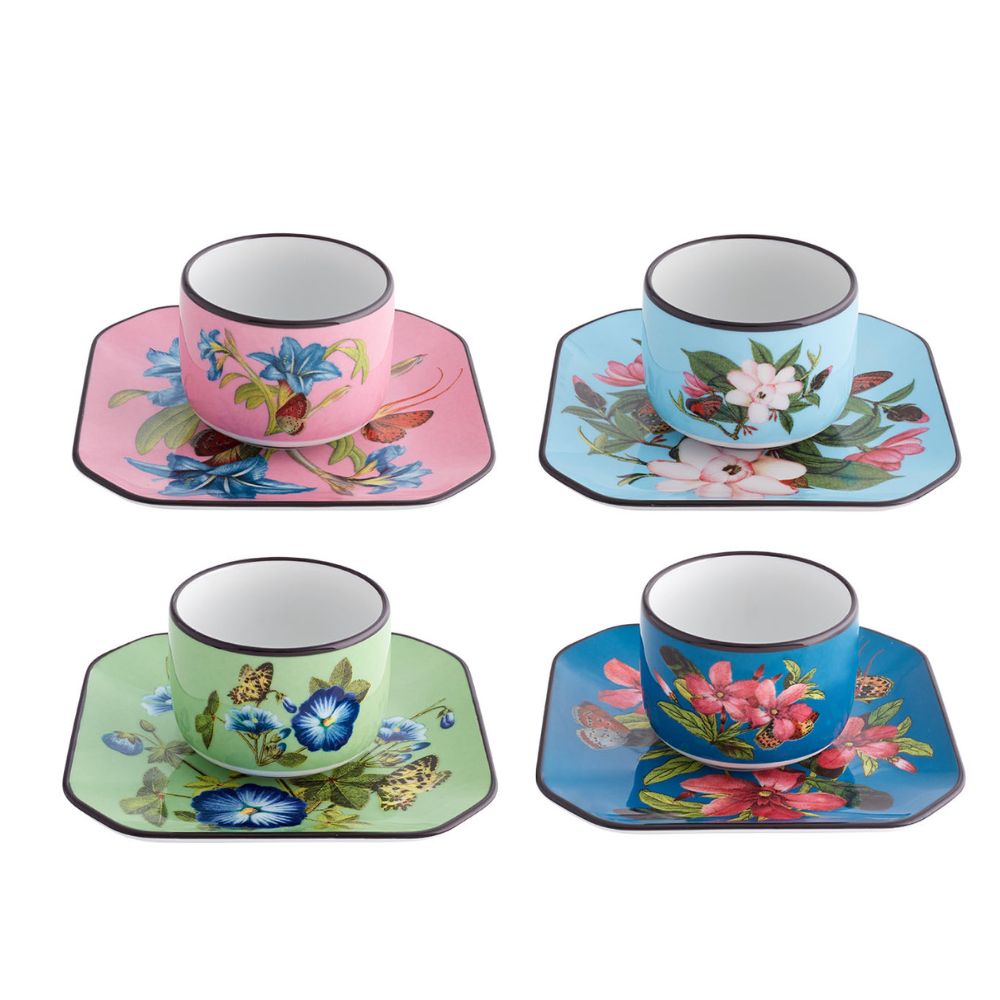 Set of 4 espresso cups and plates, Fete Vos Jeux - CHRISTIAN LACROIX