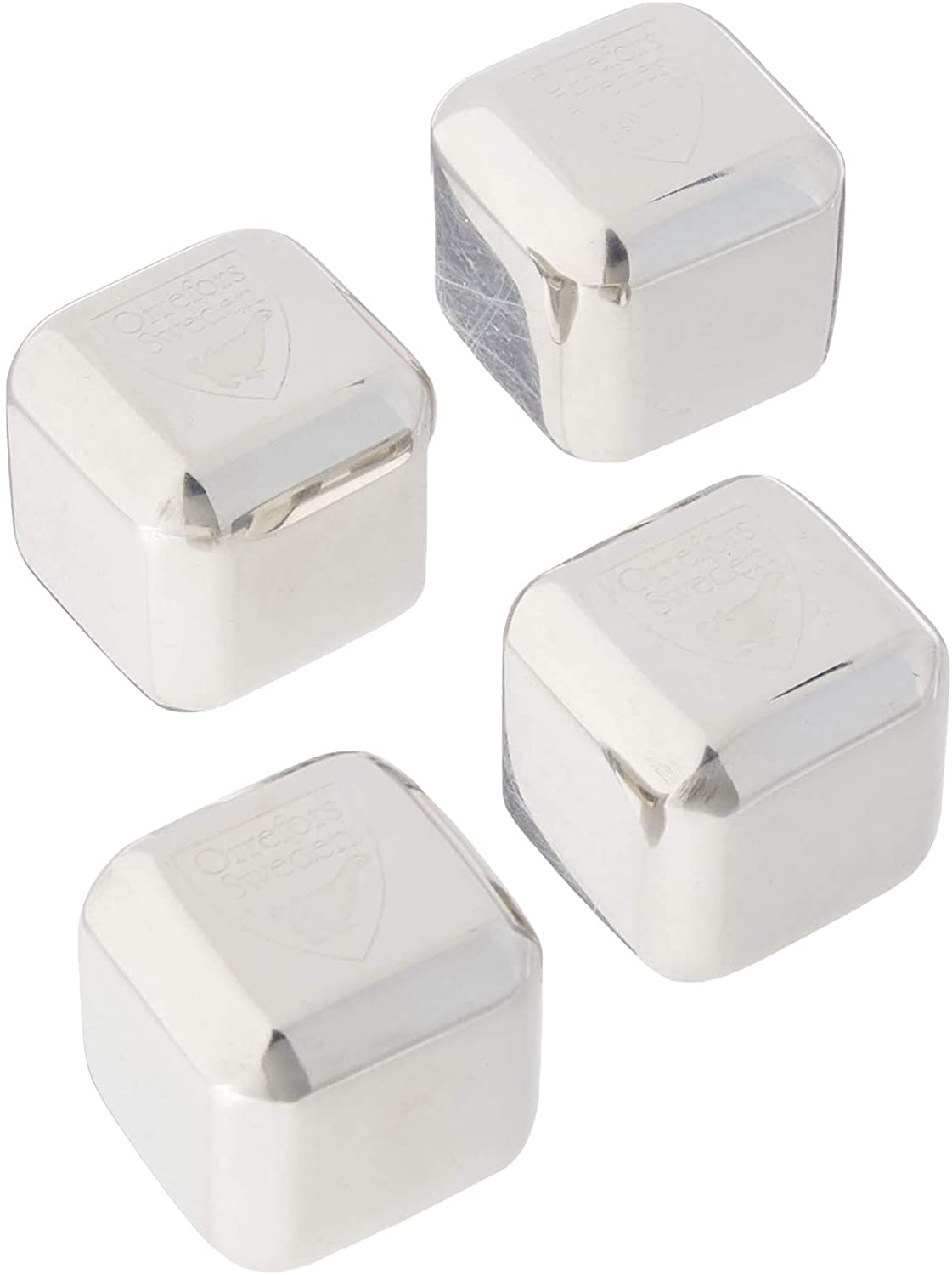 Set of 4 stainless steel cubes for cooling drinks, City by Martti Rytkonen - ORREFORS