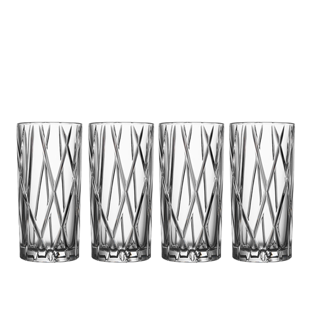 Set of 4 tall glasses, 12.5 fl oz, City by Martti Rytkonen - ORREFORS