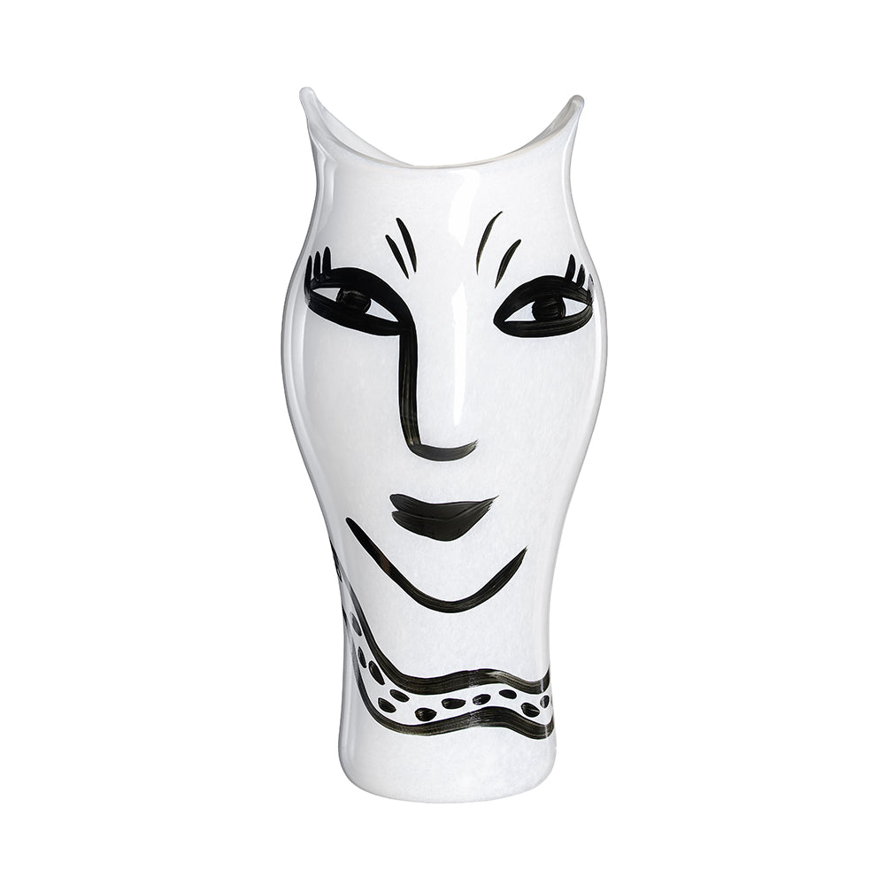 White glass vase, 14 inches, Open Minds by Ulrica Hydman Vallien - KOSTA BODA