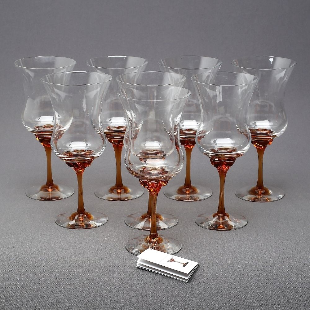 Wine glass, clear/amber, Sugar Dandy - KOSTA BODA