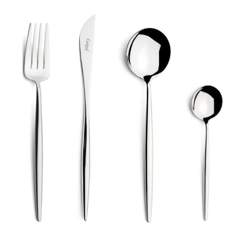 Shiny Stainless Steel Flatware Set, 24 Pieces, Moon - CUTIPOL