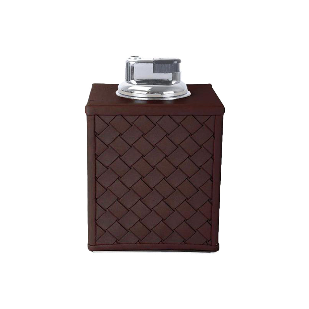Brown Leather Table Lighter, 3.5 inches - RIVIERE
