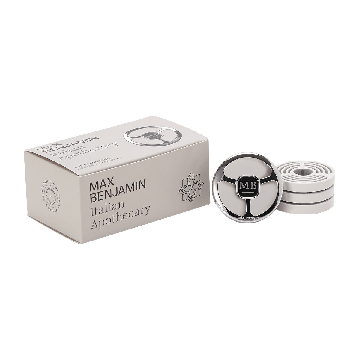 Car air freshener with 4 refills, Italian Apothecary, Car Fragrance - MAX BENJAMIN