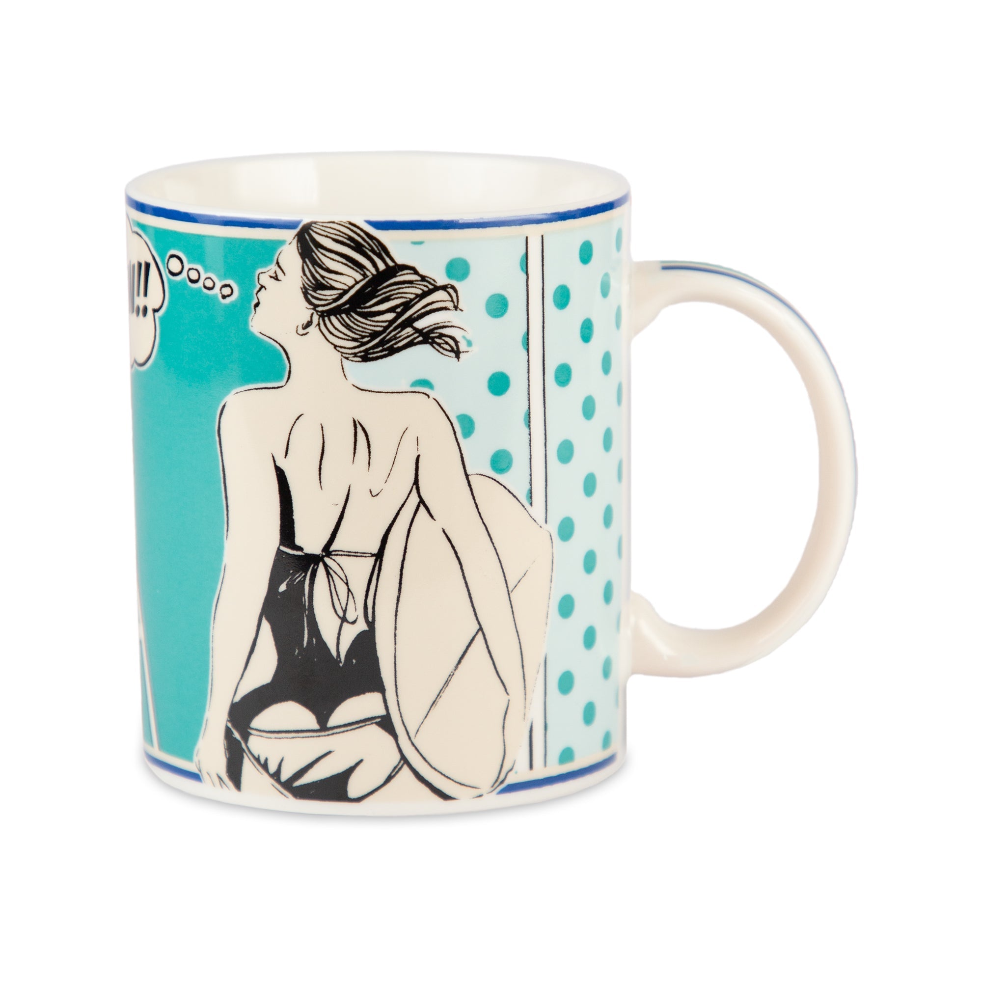 Porcelain mug, turquoise, Gulp - BACI MILANO