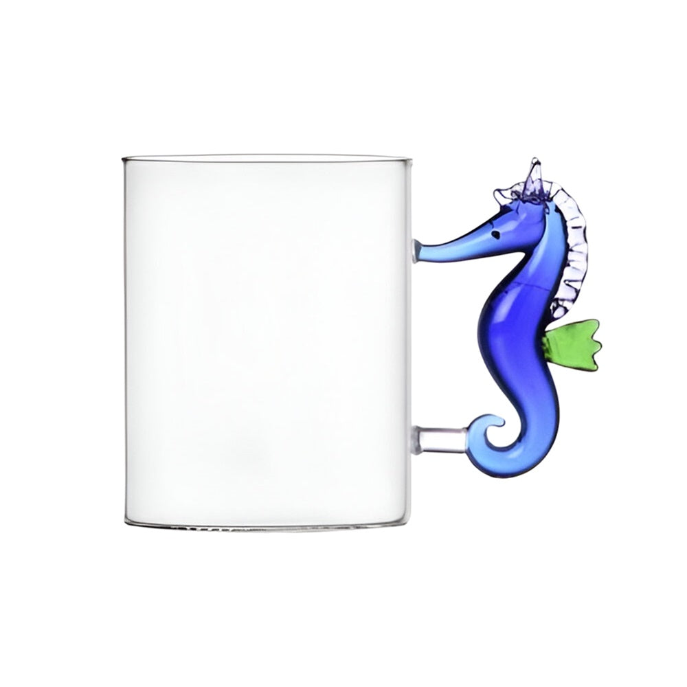Glass mug, blue-green seahorse, Marine Garden by Alessandra Baldereschi - ICHENDORF