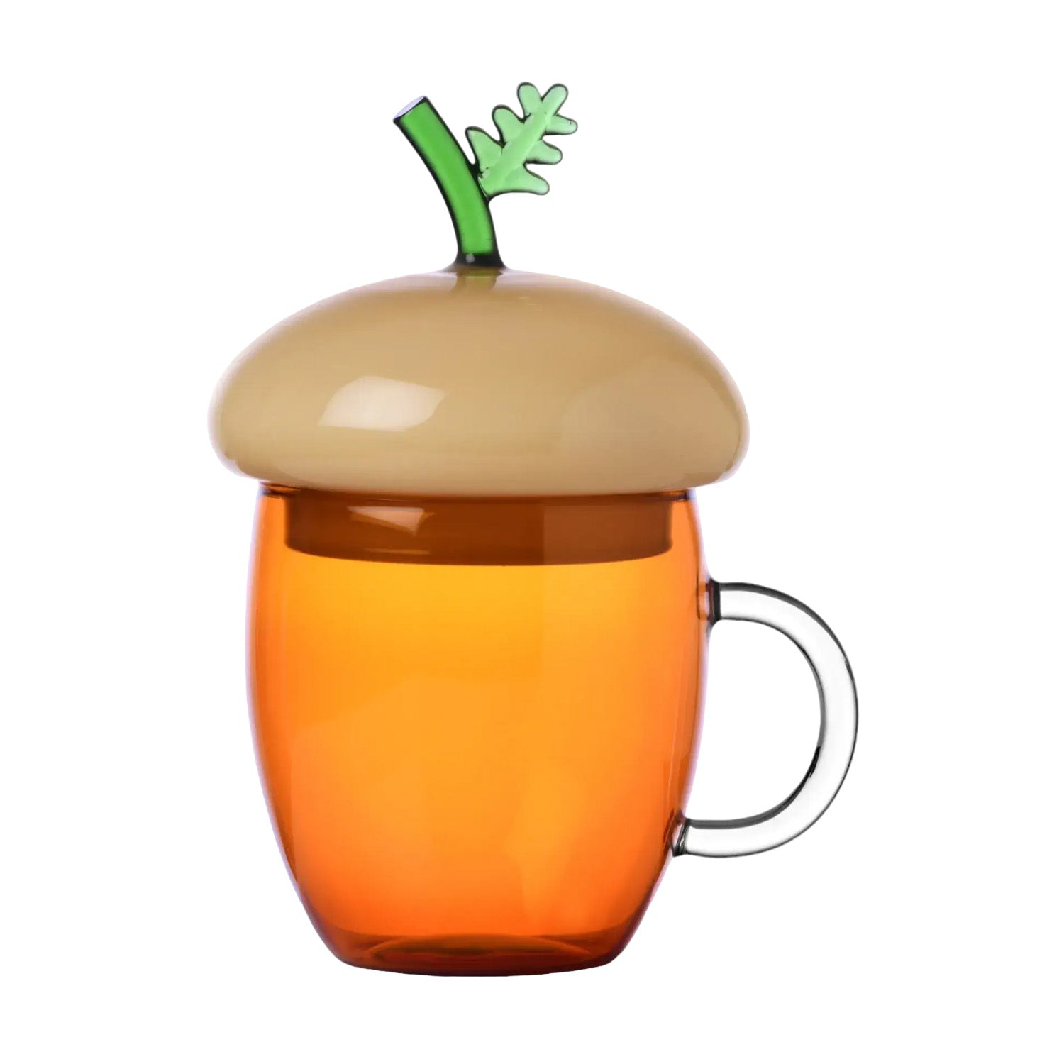 Glass mug with lid, Acorns by Alessandra Baldereschi - ICHENDORF