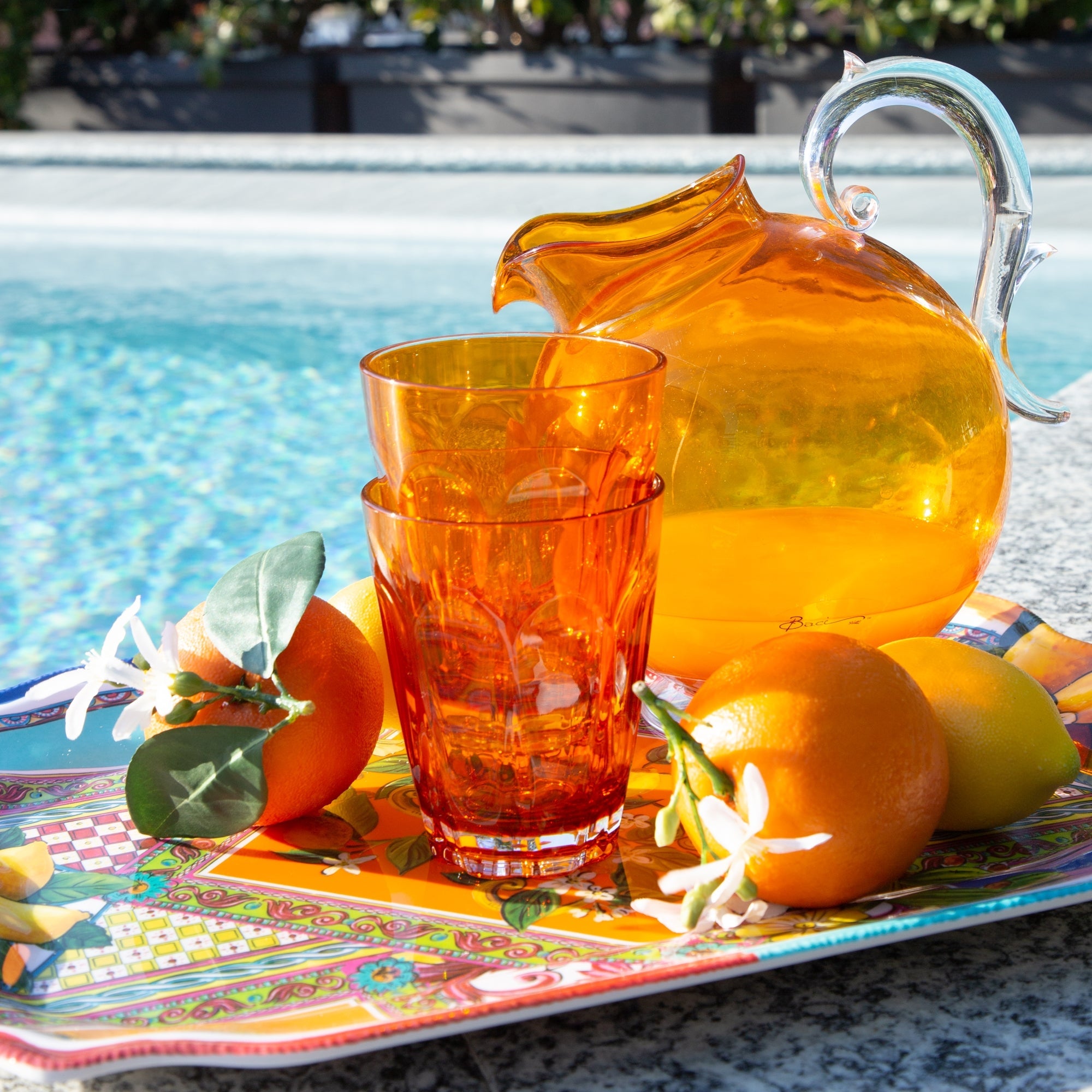 Carafe 76.1 fl oz, orange acrylic, Aqua - BACI MILANO