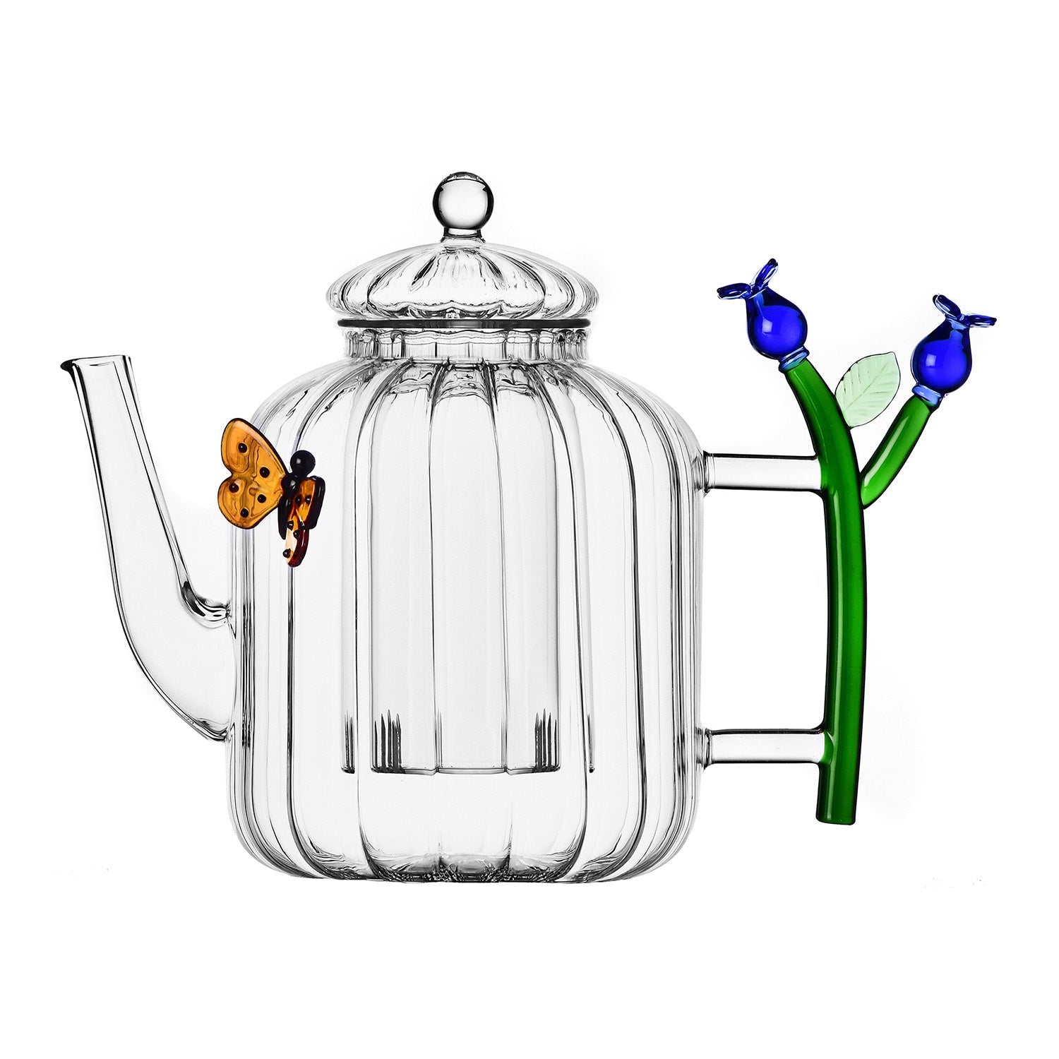Glass teapot, Blue Flower, Botanica by Alessandra Baldereschi - ICHENDORF