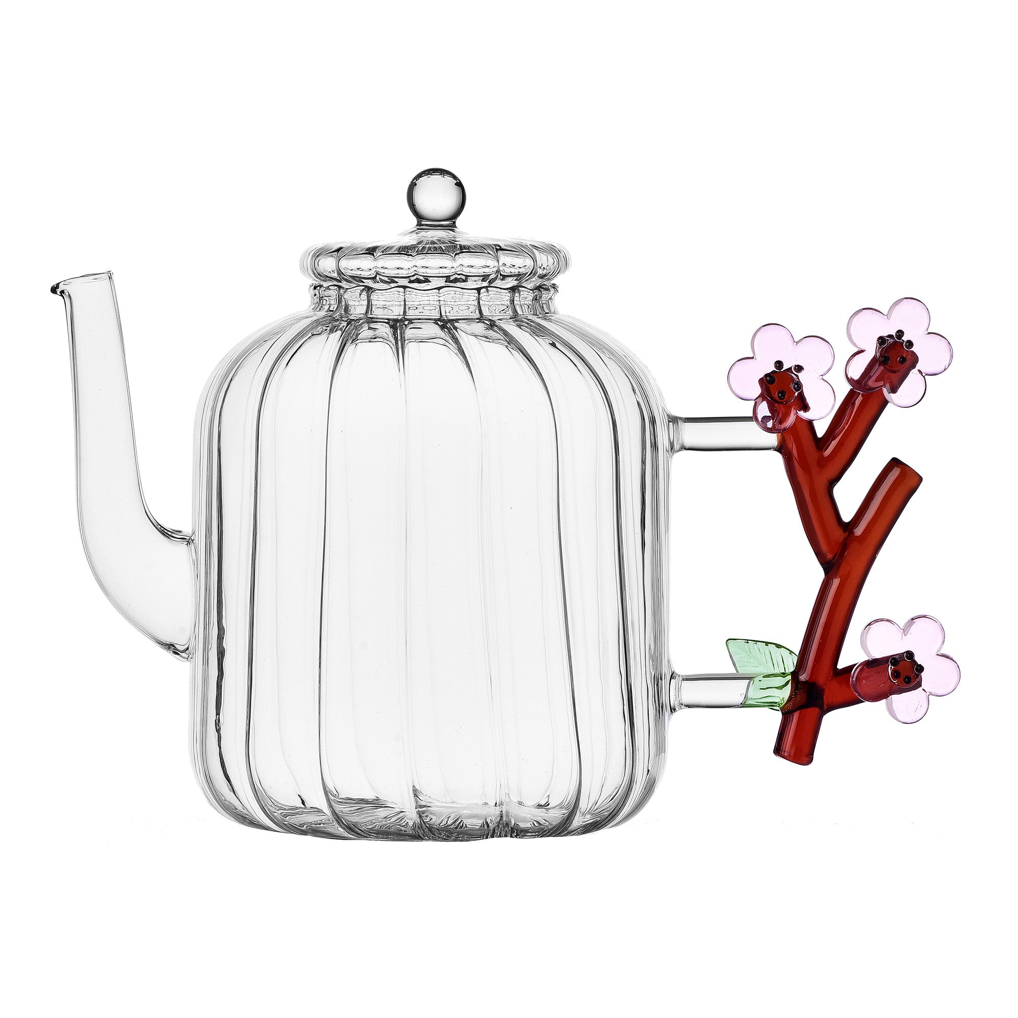 Glass teapot, Peach Blossom, Botanica by Alessandra Baldereschi - ICHENDORF