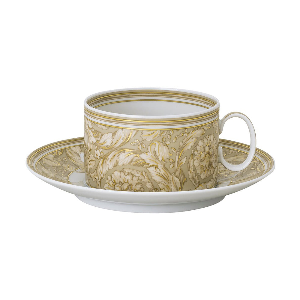 Tea Cup and Saucer, 6.8 fl oz, Barocco Beige - VERSACE