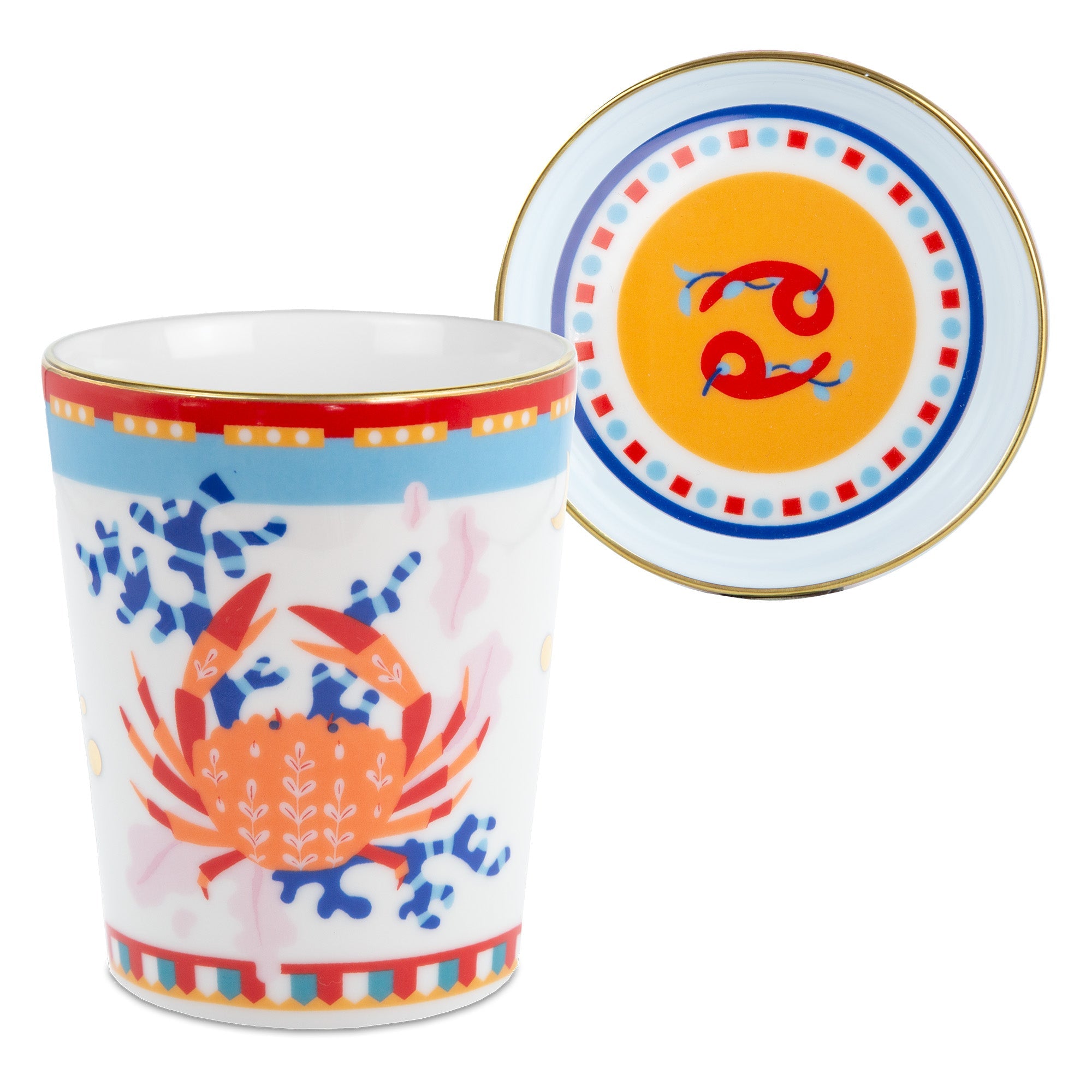 Tea cup and saucer, porcelain, Zodiac Vibe Cancer - BACI MILANO