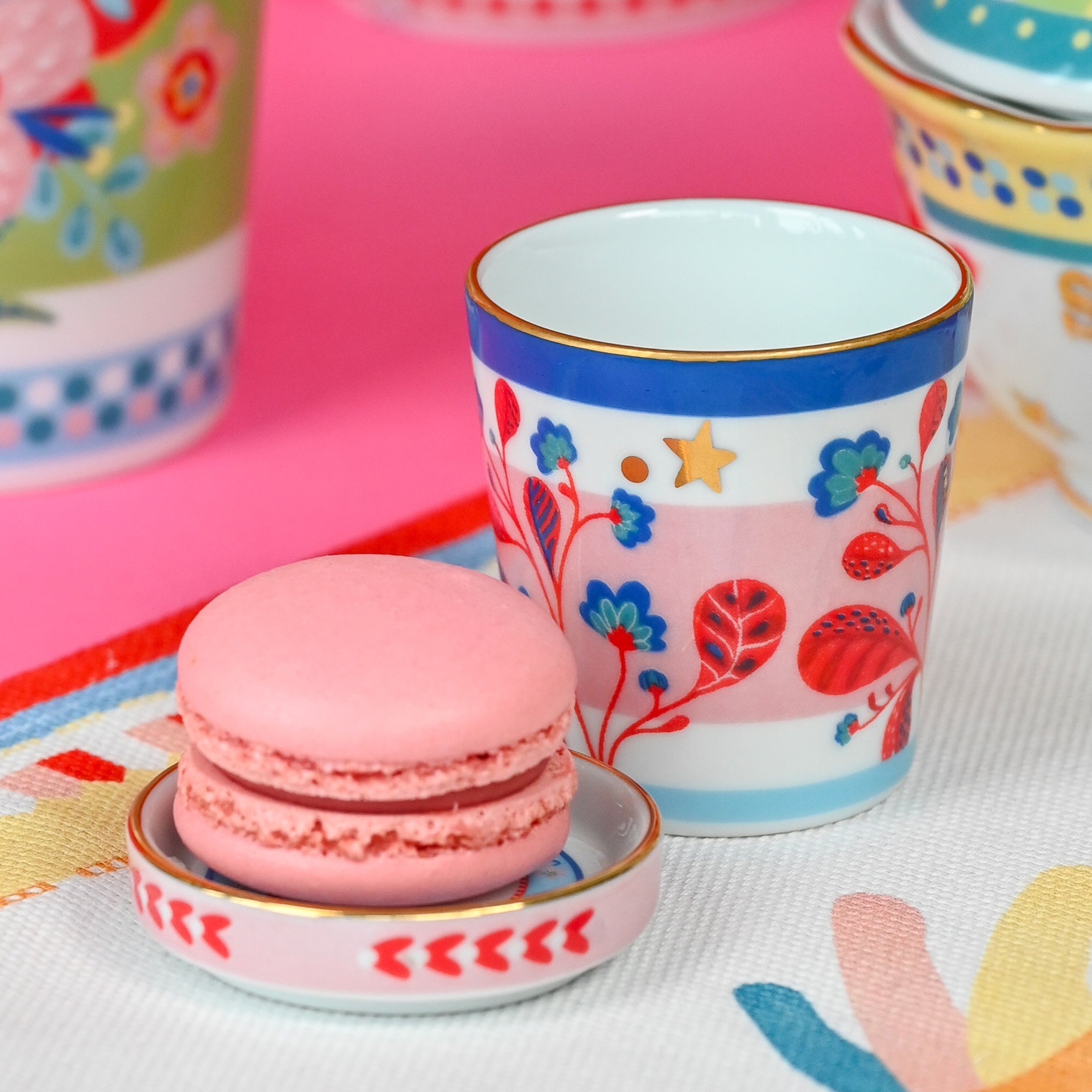 Espresso cup and saucer, porcelain, Mamma Mia Leaves - BACIMILANO