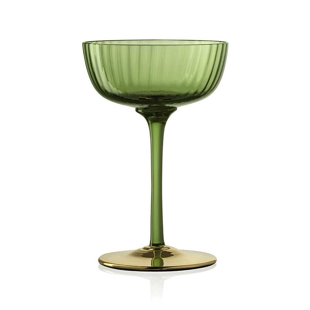 Champagne coupe, 5.5 in, Soraya Green/Gold, Cote D'Or - SIMONA'S COLLECTION