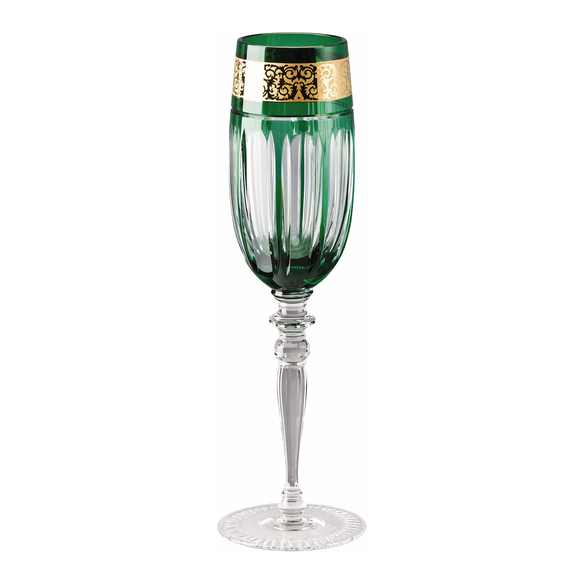 Set of 6 champagne glasses, 6 oz, Prestige Gala Green - VERSACE