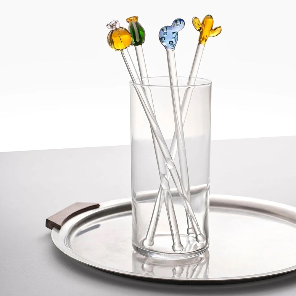 Set of 2 cocktail stirrers, Cactus Blue/Pink, Desert Plants by Alessandra Baldereschi - ICHENDORF