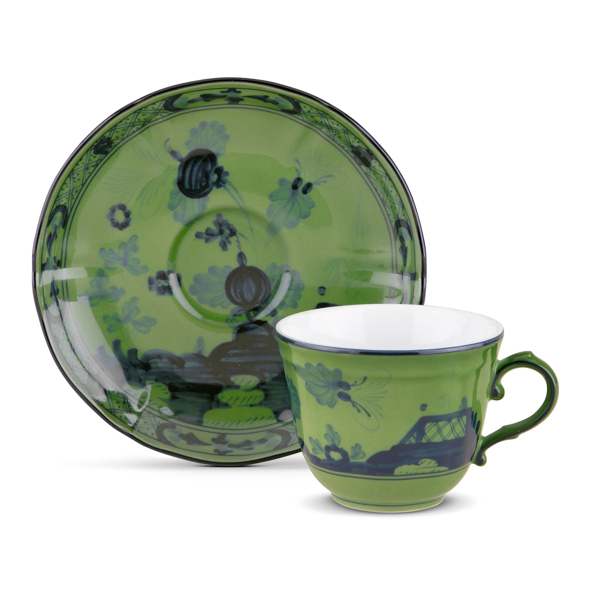 Coffee cup and saucer, 4 oz, Oriente Italiano Malachite - GINORI 1735