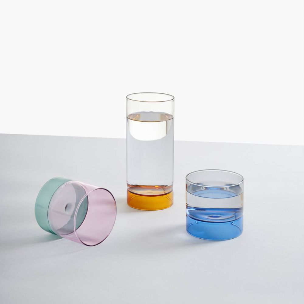 Tall glass, Petrol - Light blue, Bamboo Groove by Anna Perugini - ICHENDORF