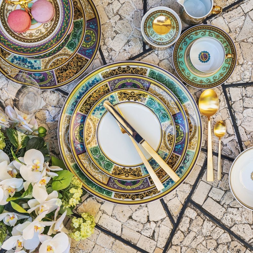 Set of 6 tea cups and saucers, Barocco Mosaic - VERSACE