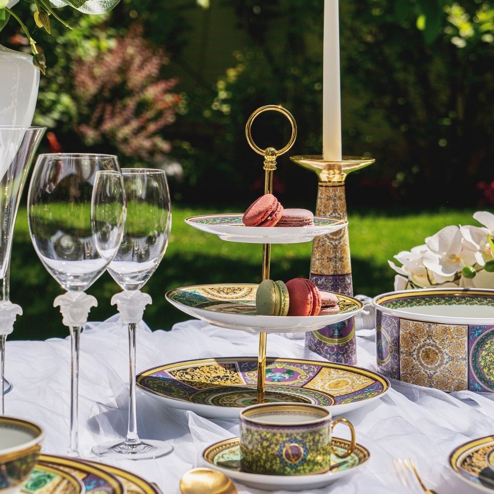 Set of 6 tea cups and saucers, Barocco Mosaic - VERSACE