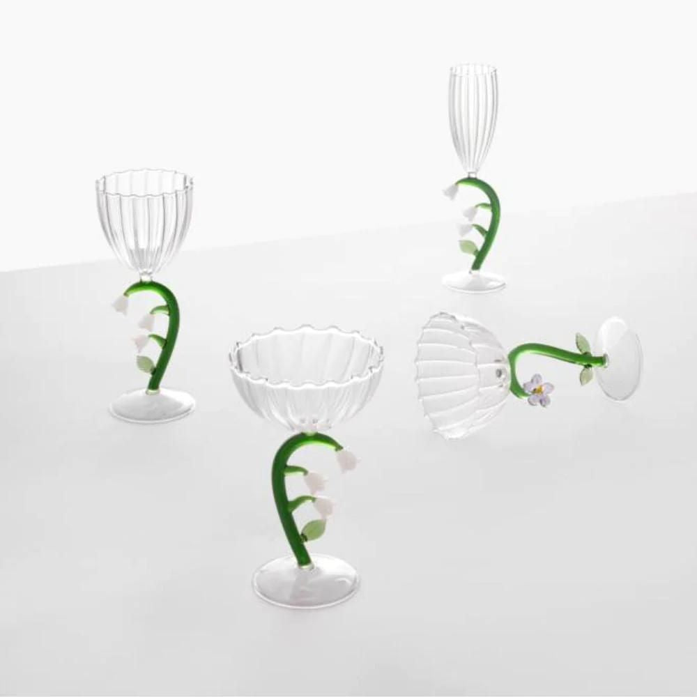 Wine glass, white flower, Botanica by Alessandra Baldereschi - ICHENDORF