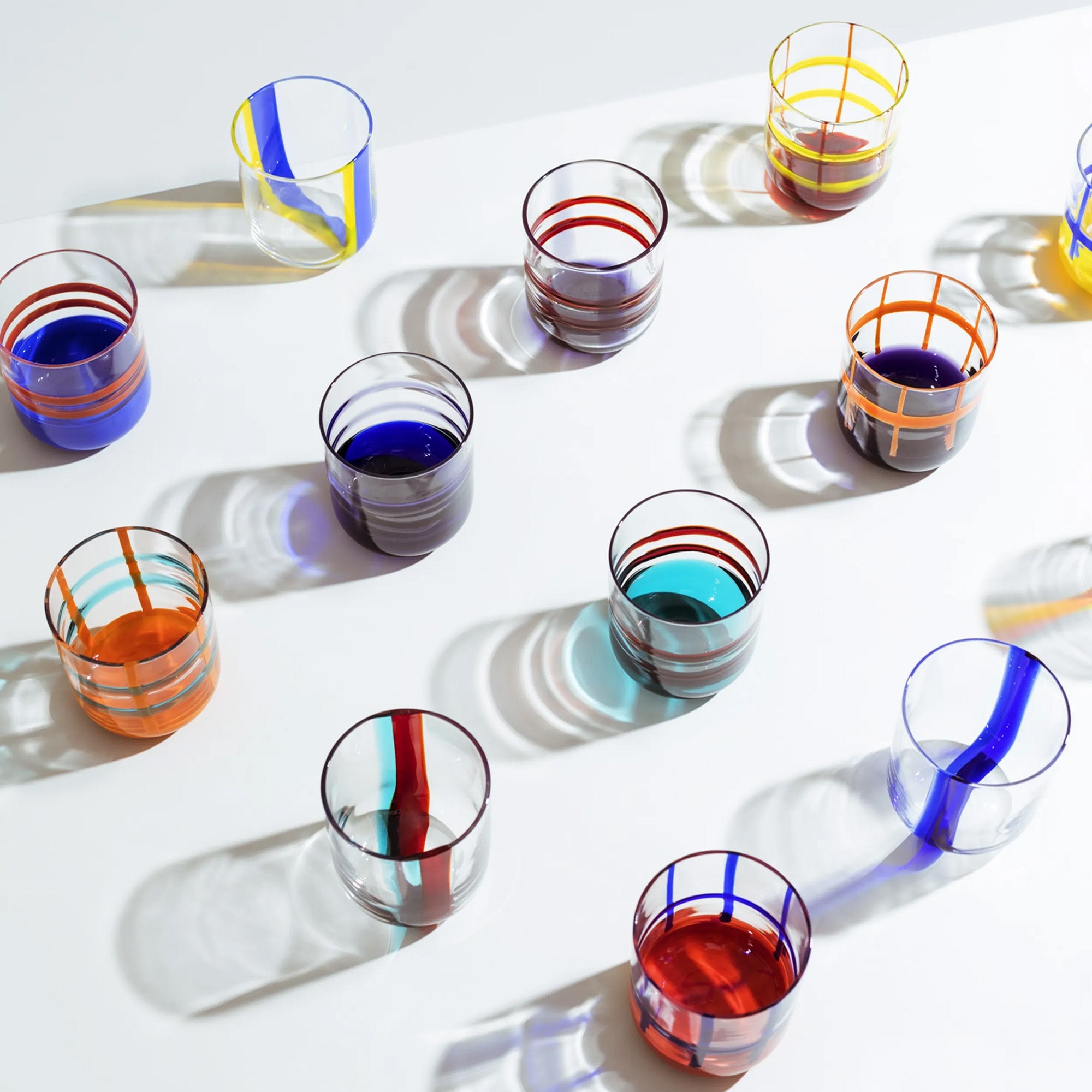 Water glass, 3.5 inches, blue/yellow, Gesti by Margherita Rui - ICHENDORF