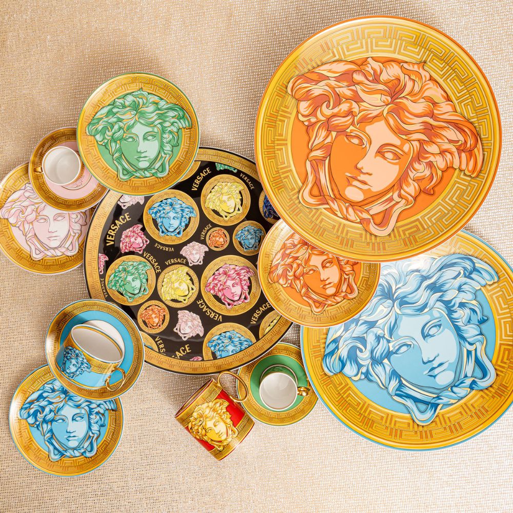Tea cup and saucer, Medusa Amplified Green Coin - VERSACE