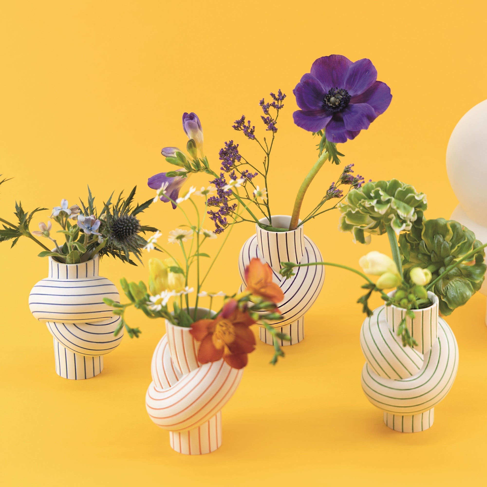 Porcelain vase, 4.7 inches, Node Stripes Mango by Martin Hirth - ROSENTHAL