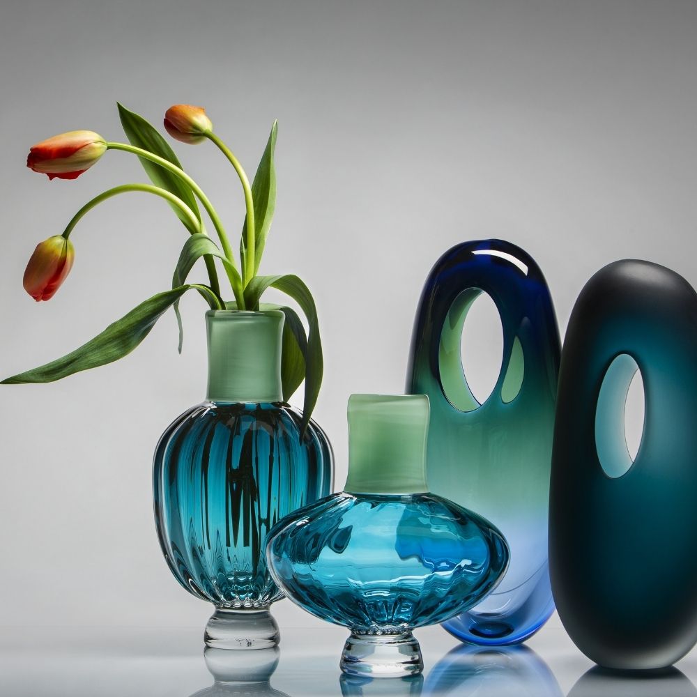 Crystal vase, 12.2 inches, Unica Caneleto Bleu - VISTA ALEGRE