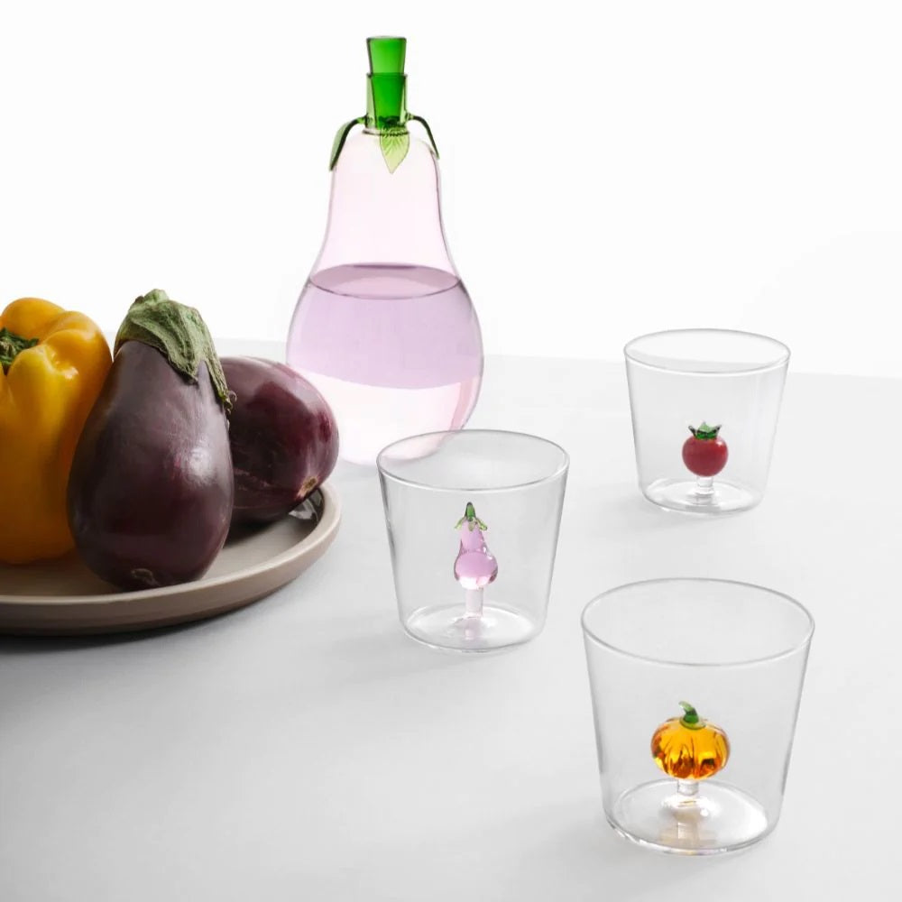 Water glass, 3.15 inches, eggplant, Vegetables by Alessandra Baldereschi - ICHENDORF